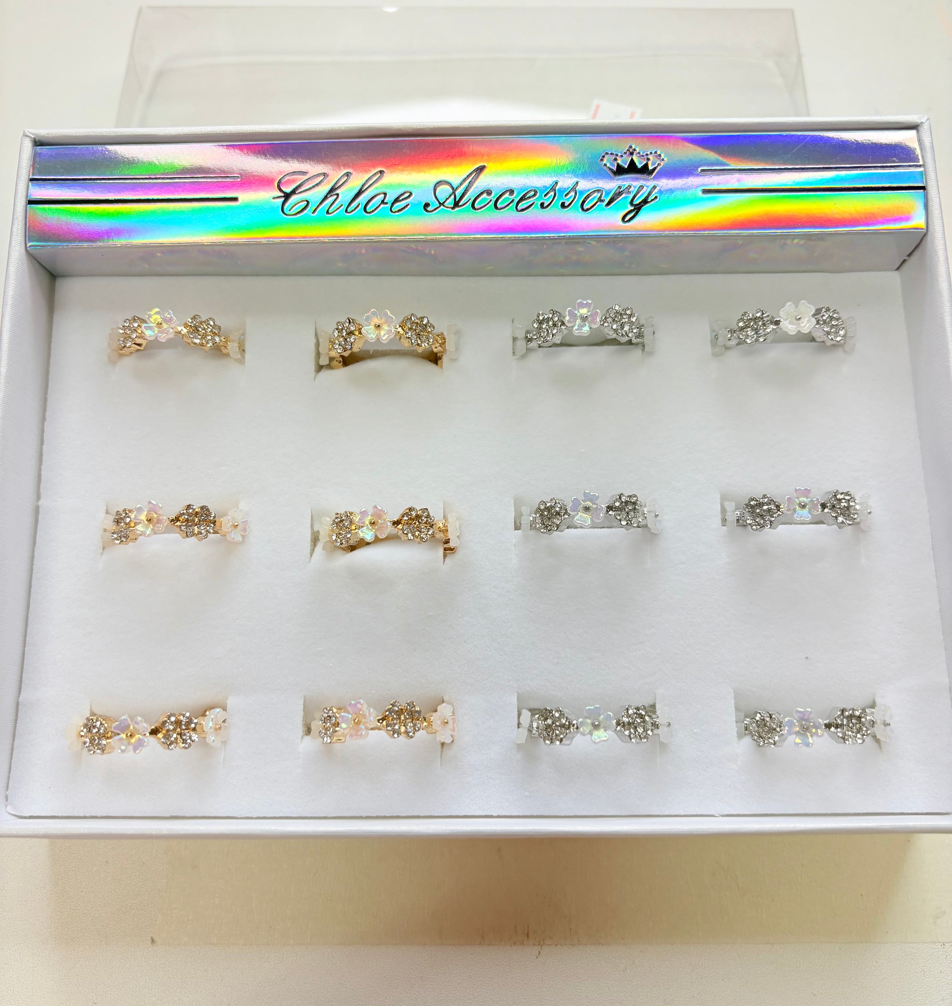 Anillos ajustables 12pcs flor